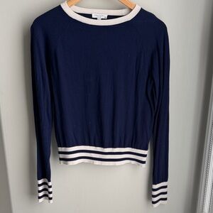 Equipment Navy and White Knit Sweater